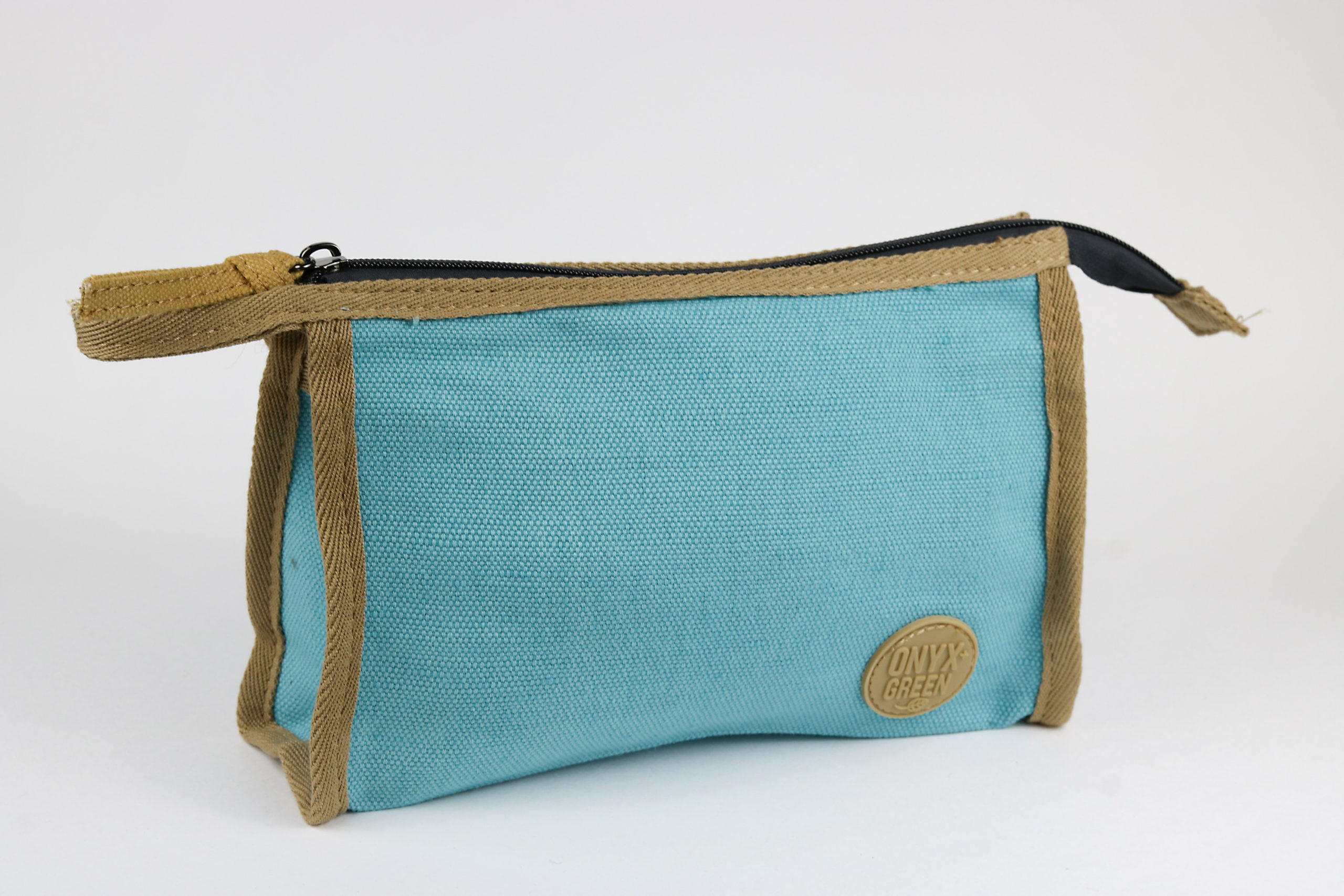 Ramie & Jute Large Pencil Pouch – ONYX and Green