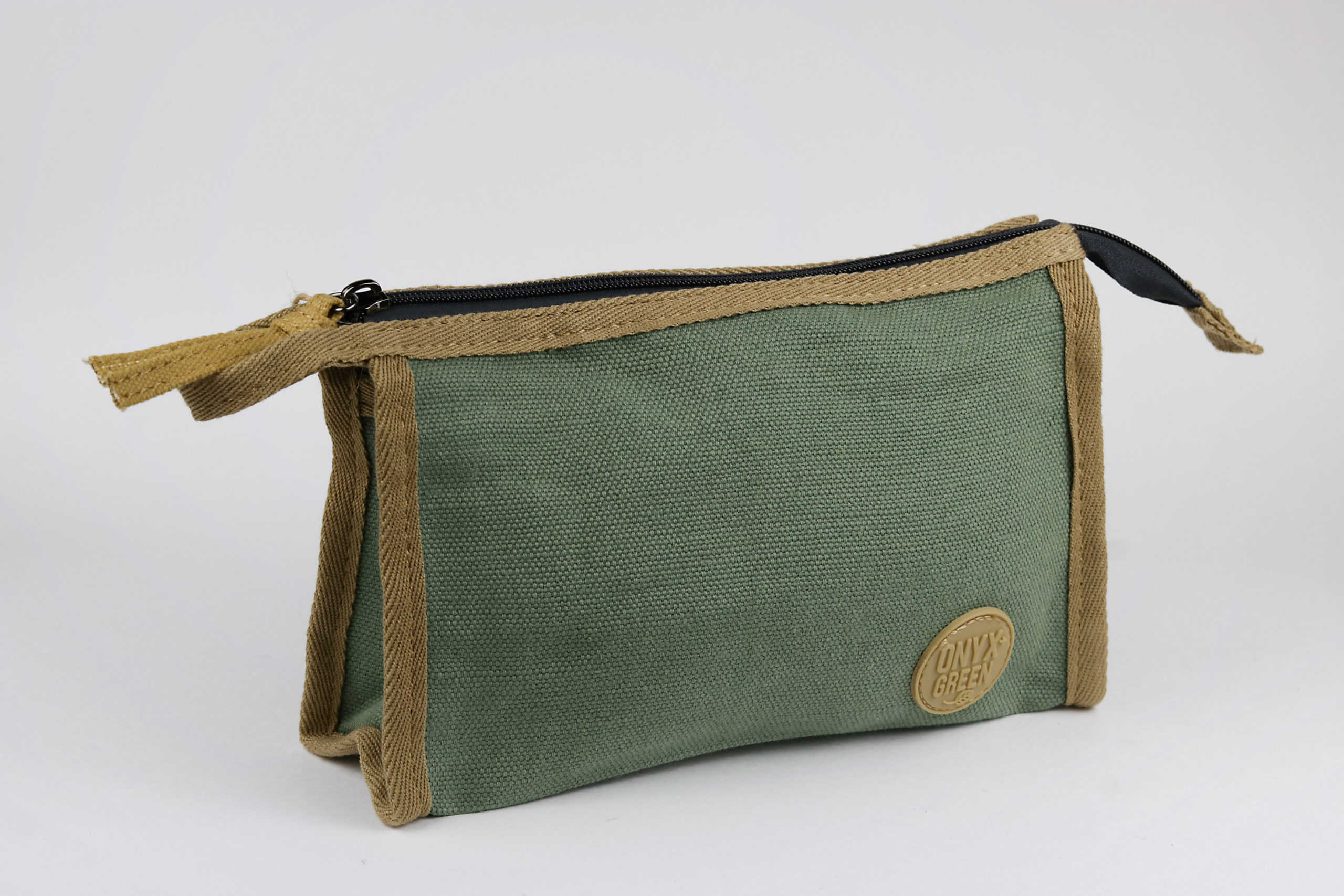 Ramie & Jute Large Pencil Pouch – ONYX and Green