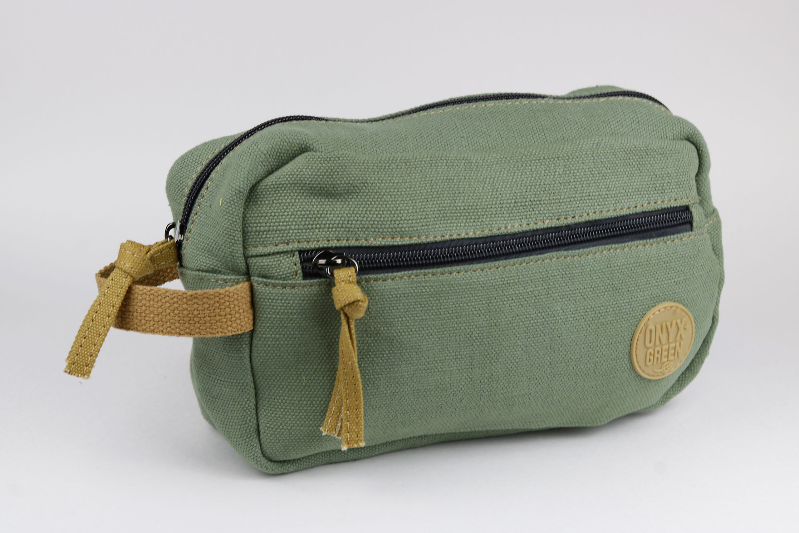 Ramie & Jute Large Pencil Pouch – ONYX and Green
